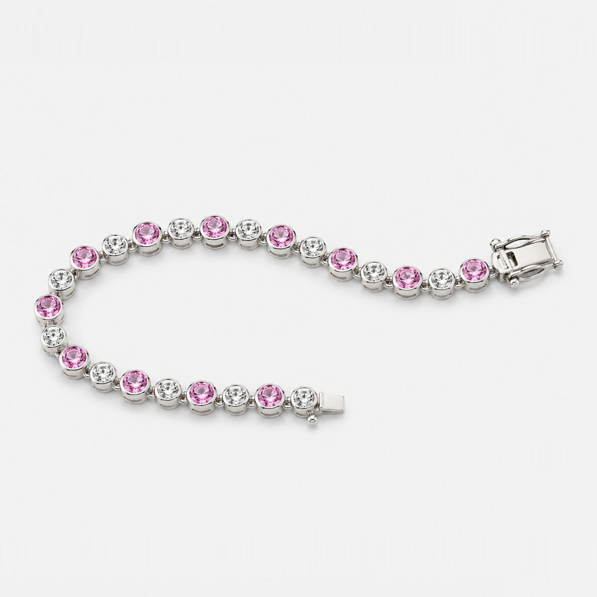 6.00ct Round Sapphire & Diamond Tennis Bracelet - 18k Rose Gold
