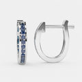 1.00 Ct Natural Sapphire Channel Set Hoop Earrings in White Gold