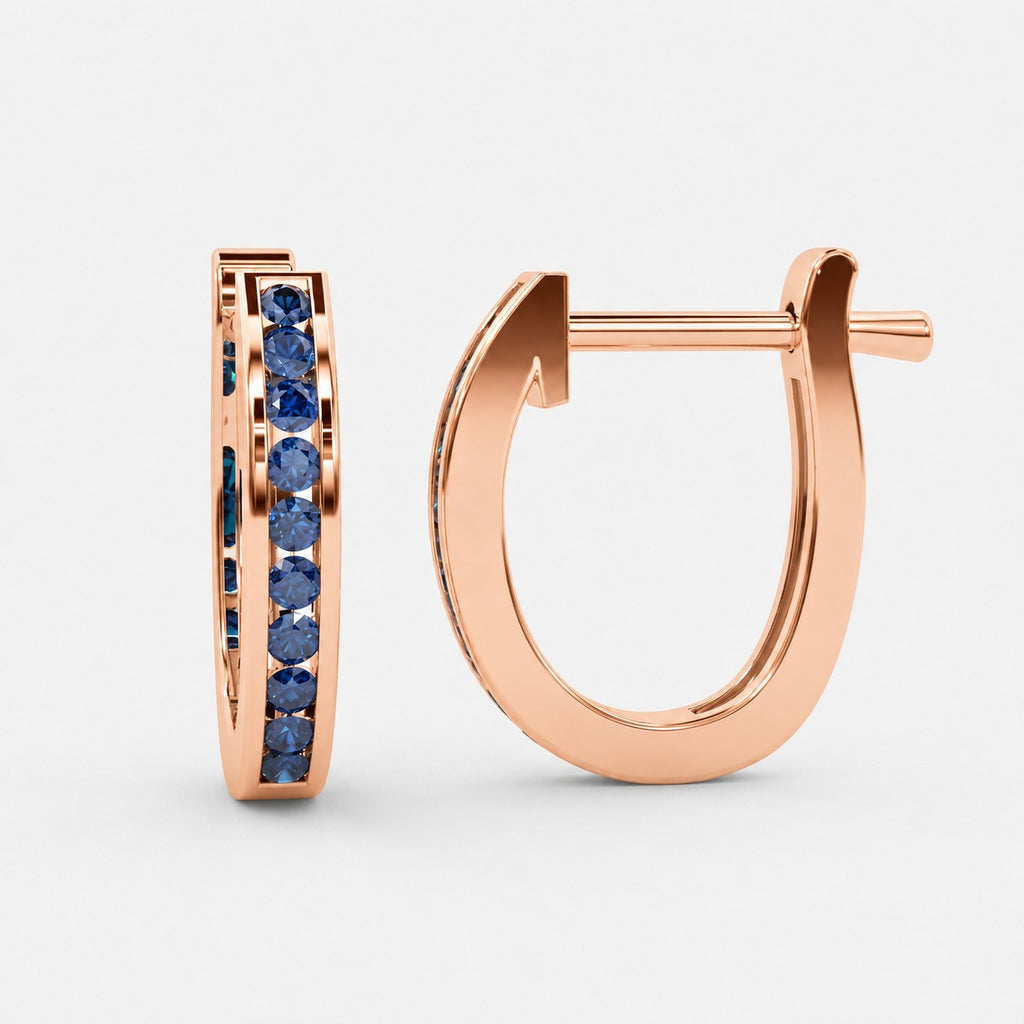 1.00 Ct Natural Sapphire Channel Set Hoop Earrings in White Gold