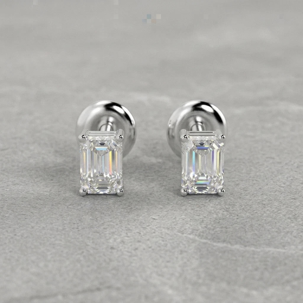 GIA Certified E/VVS2 0.30 Carat Emerald Stud Earrings 950 Platinum