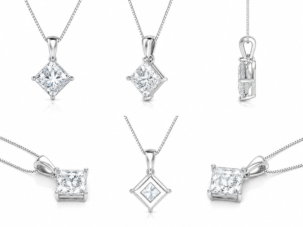 IGI Certified 2.00Ct Princess Lab Diamond Solitaire Pendant Necklace in Gold -  D/VVS