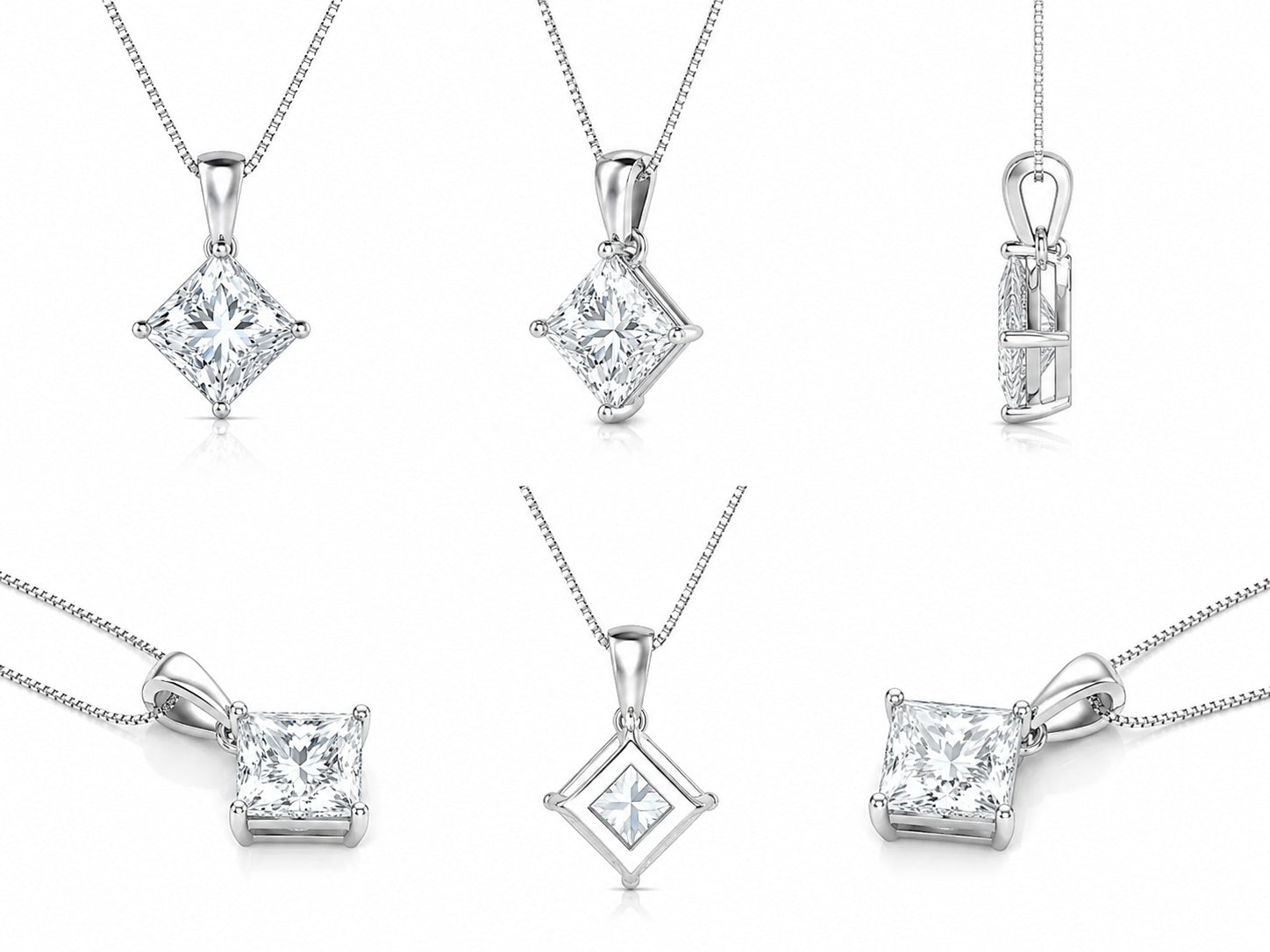 IGI Certified 2.00Ct Princess Lab Diamond Solitaire Pendant Necklace in Gold -  D/VVS
