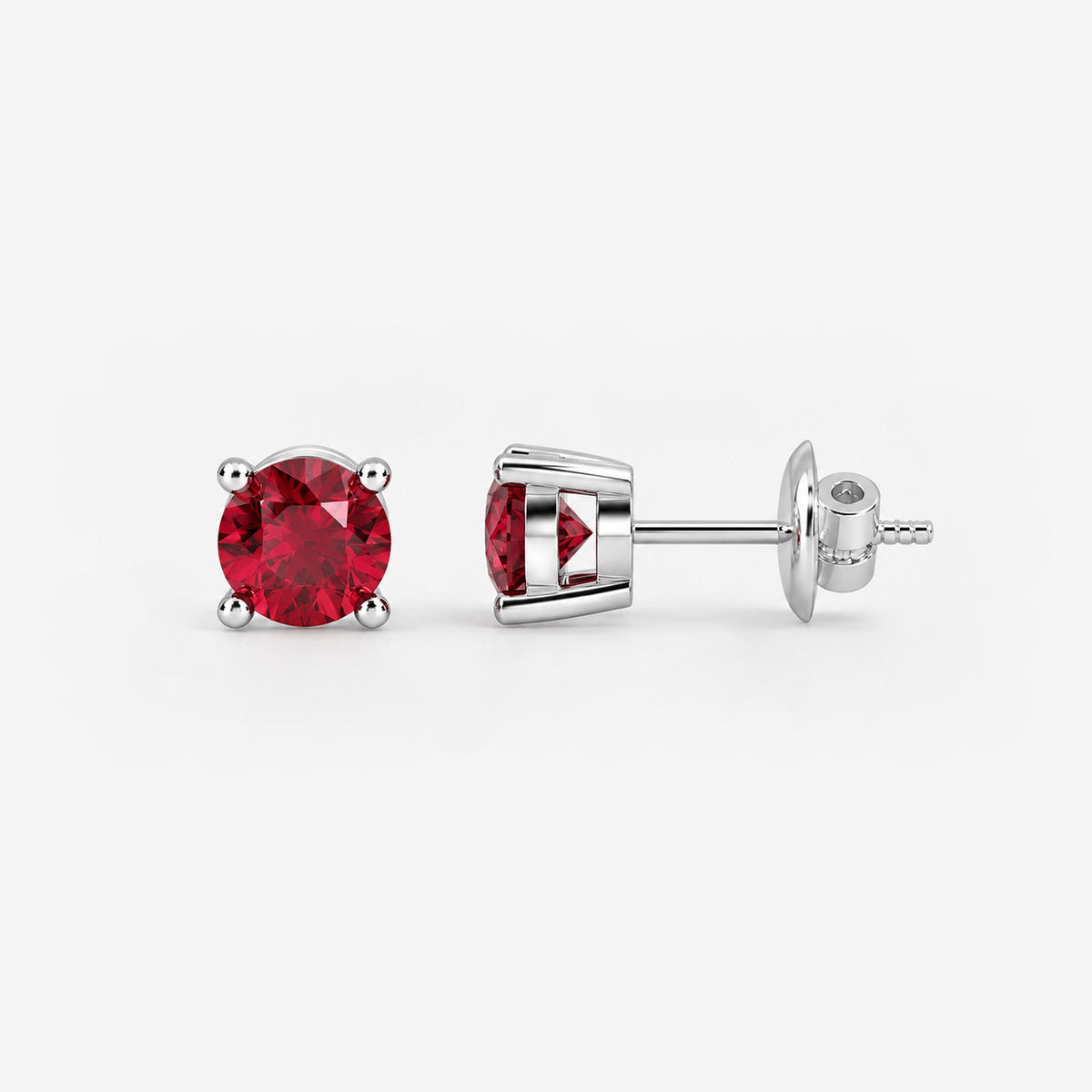 100% Natural 1.00 Ct Ruby Stud Earring , In Gold