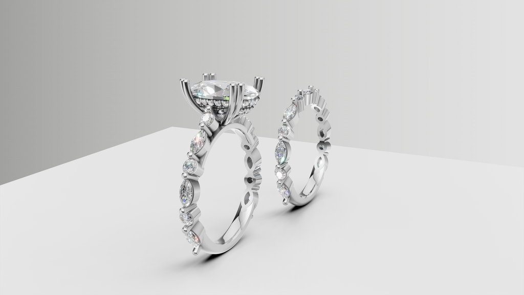 Customise Order - IGI Certified Diamond Oval Cut Double Hidden Halo Engagement Ring