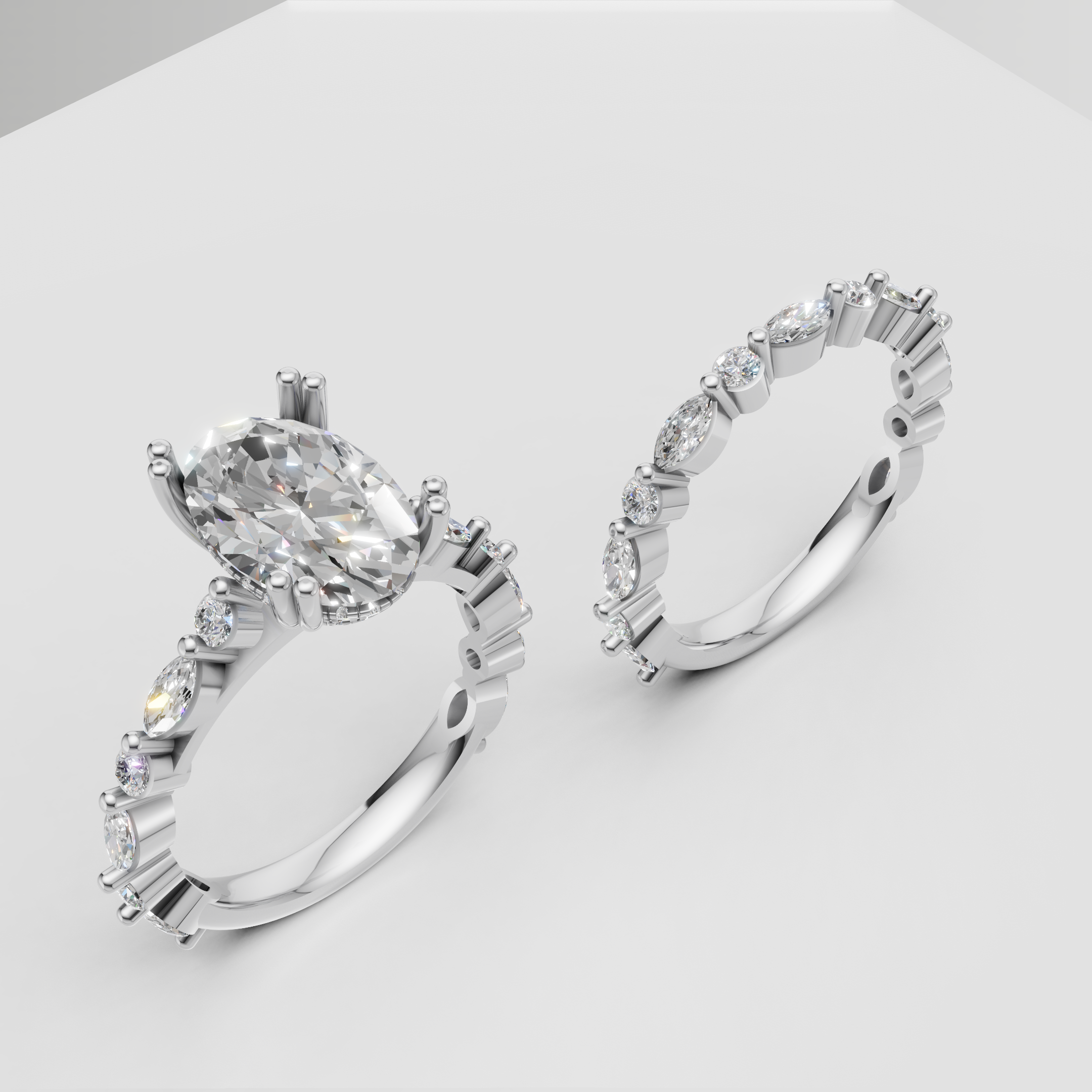 Customise Order - IGI Certified Diamond Oval Cut Double Hidden Halo Engagement Ring