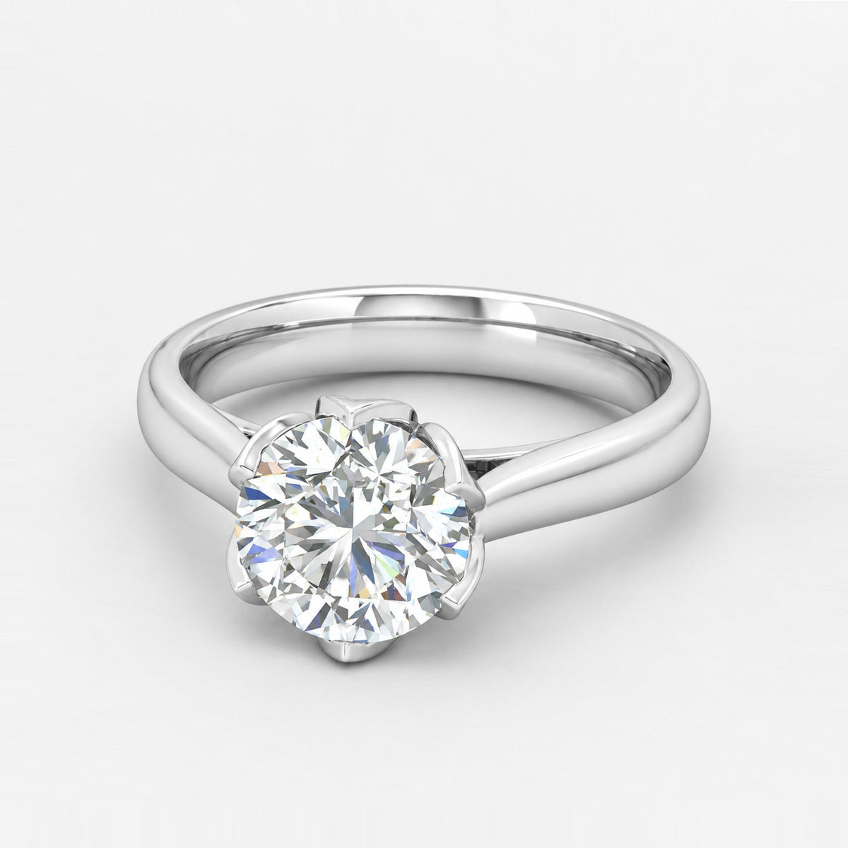 IGI Certified 2.00ct E/VS Round Lab Diamond Solitaire Engagement Ring in Gold & Platinum