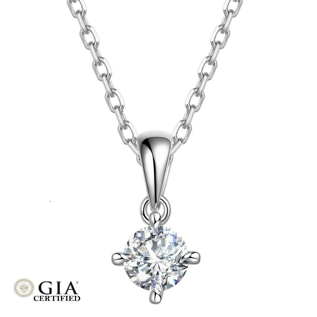 GIA Certified F/VS Round Natural Diamond Pendant in Gold (0.30-1.00ct)
