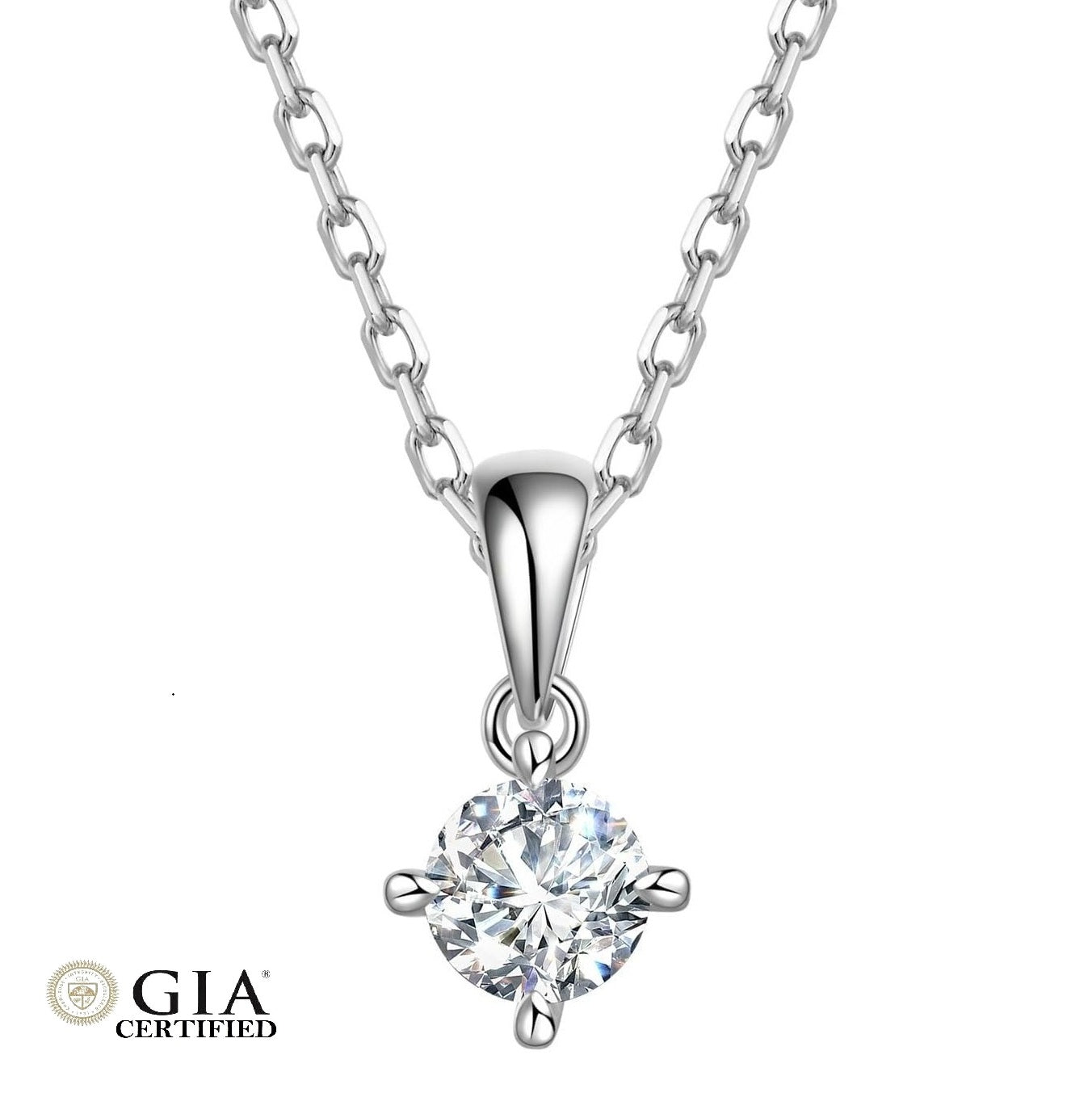 GIA Certified F/VS Round Natural Diamond Pendant in Gold (0.30-1.00ct)