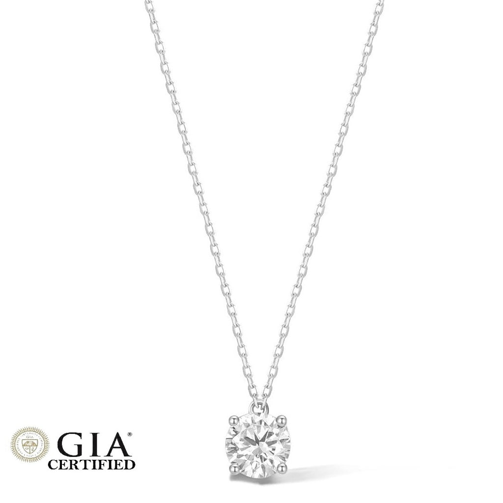 GIA Certified Round Natural Diamond Pendant in Gold (0.30–1.00CT)