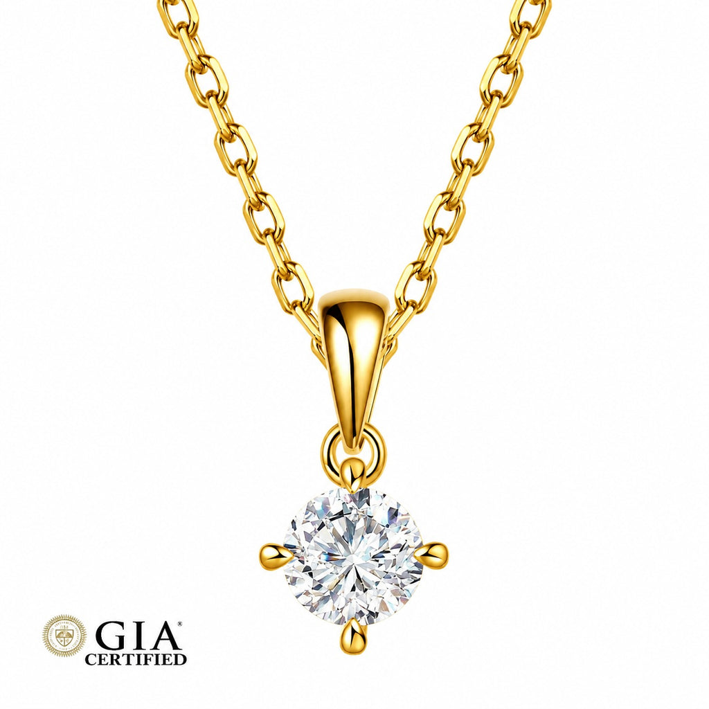 GIA Certified F/VS Round Natural Diamond Pendant in Gold (0.30-1.00ct)