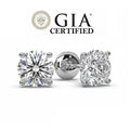 F/VS2 GIA Certified 0.92ct Natural Earth Mined Round Diamond Stud Earrings in Platinum-Screw Backs
