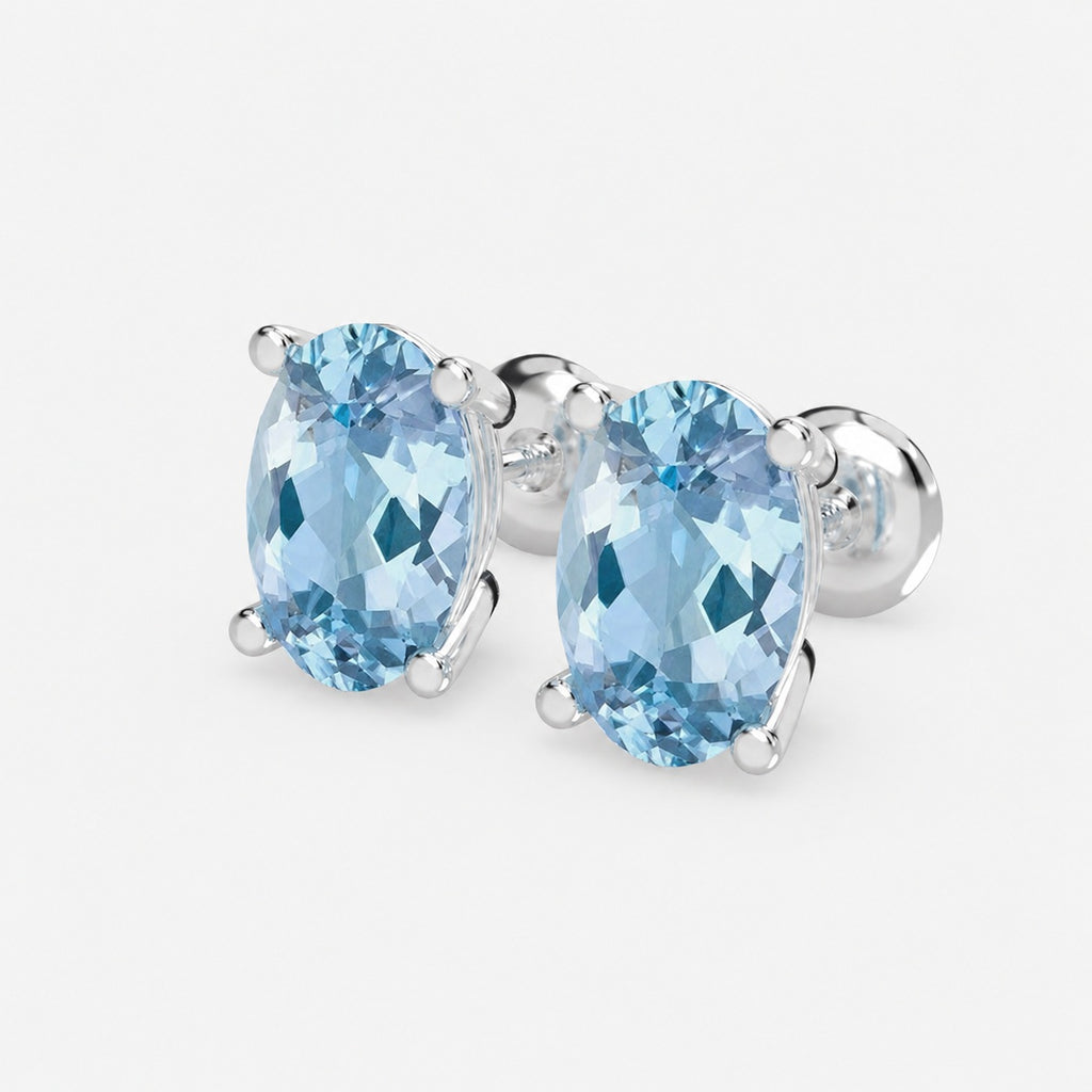 2.00 Ct Natural Aquamarine Stud Earring in White Gold