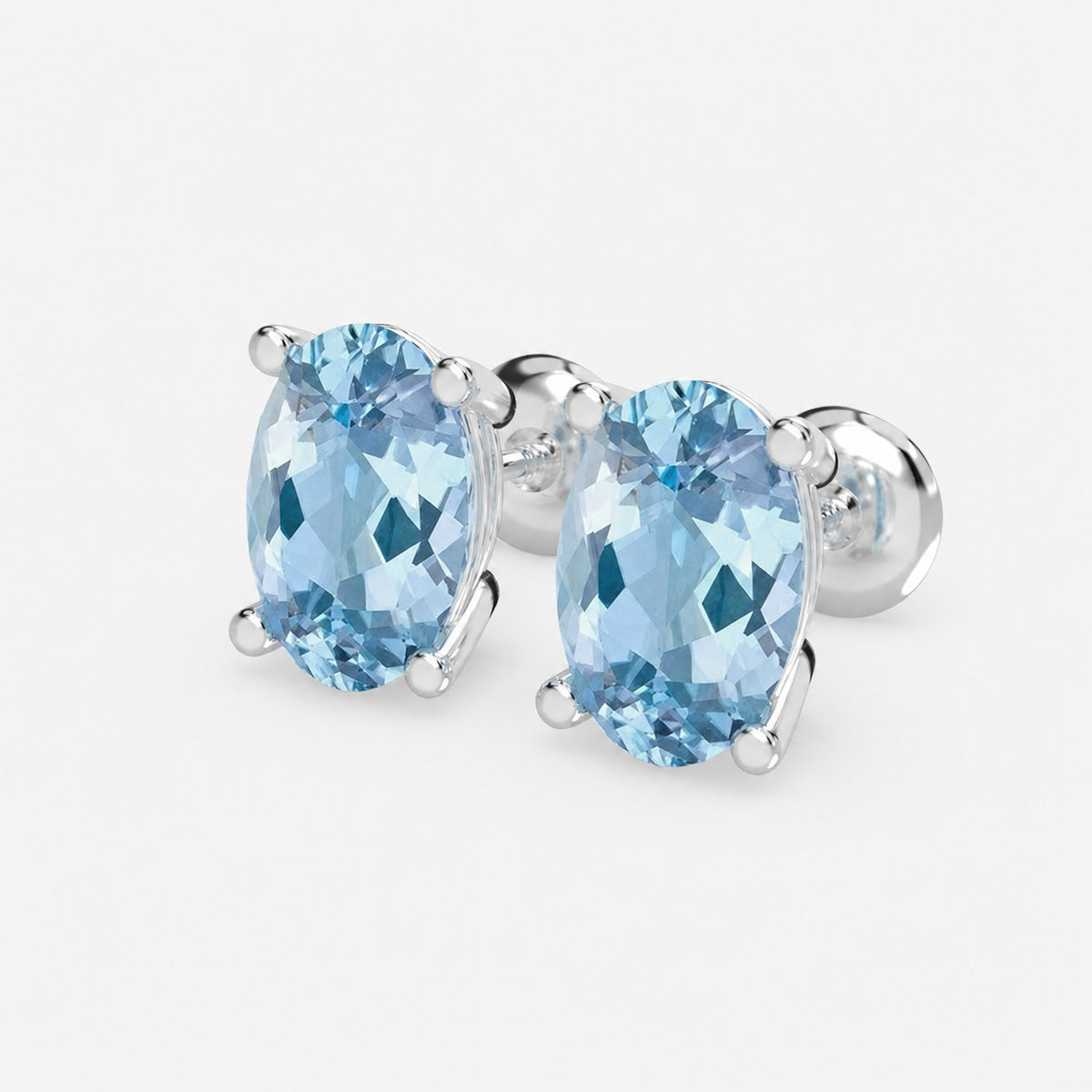 2.00 Ct Natural Aquamarine Stud Earring in White Gold