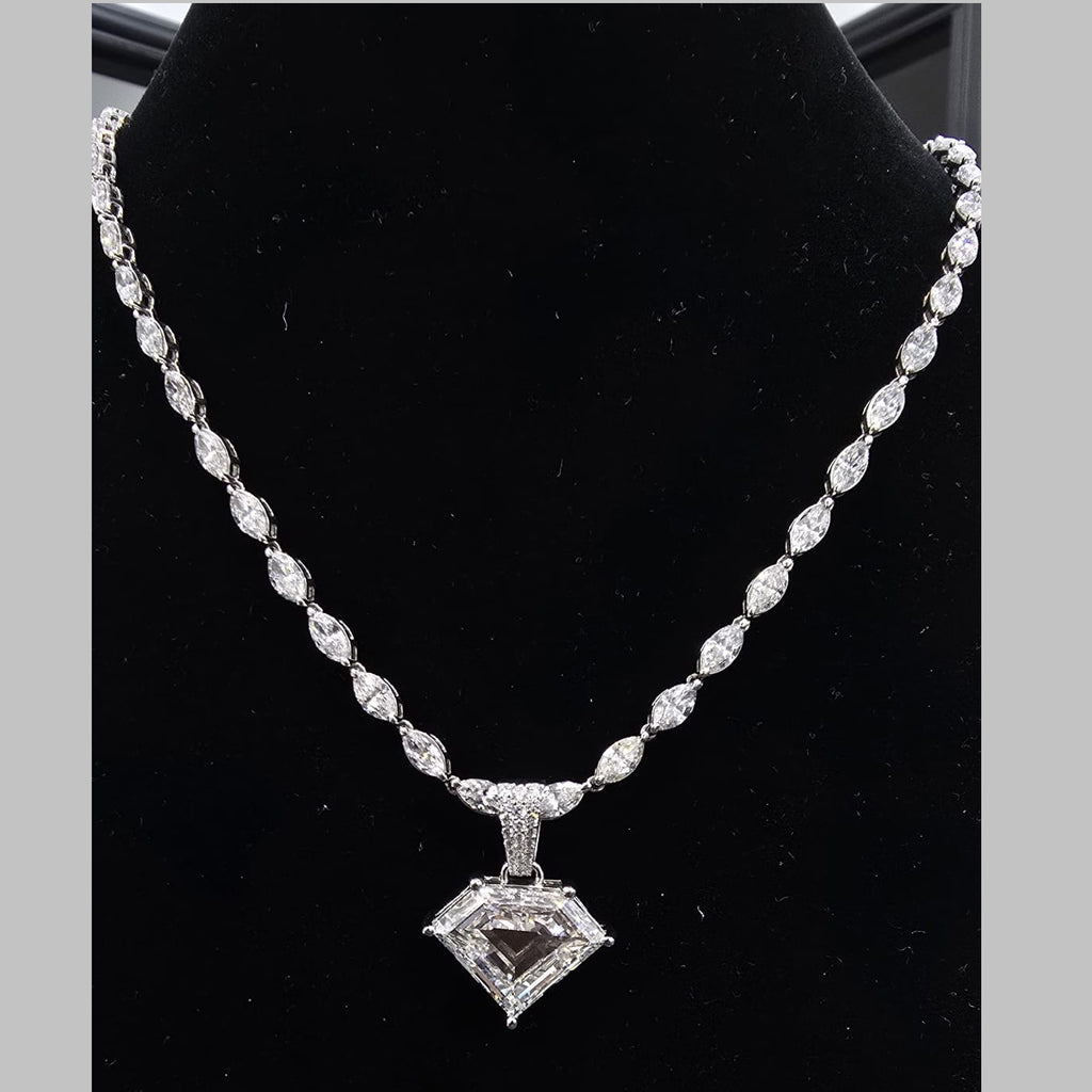 25Ct, Lab Grown Fancy Super Man Cut & Multi Diamond Designer Necklace In Platinum
