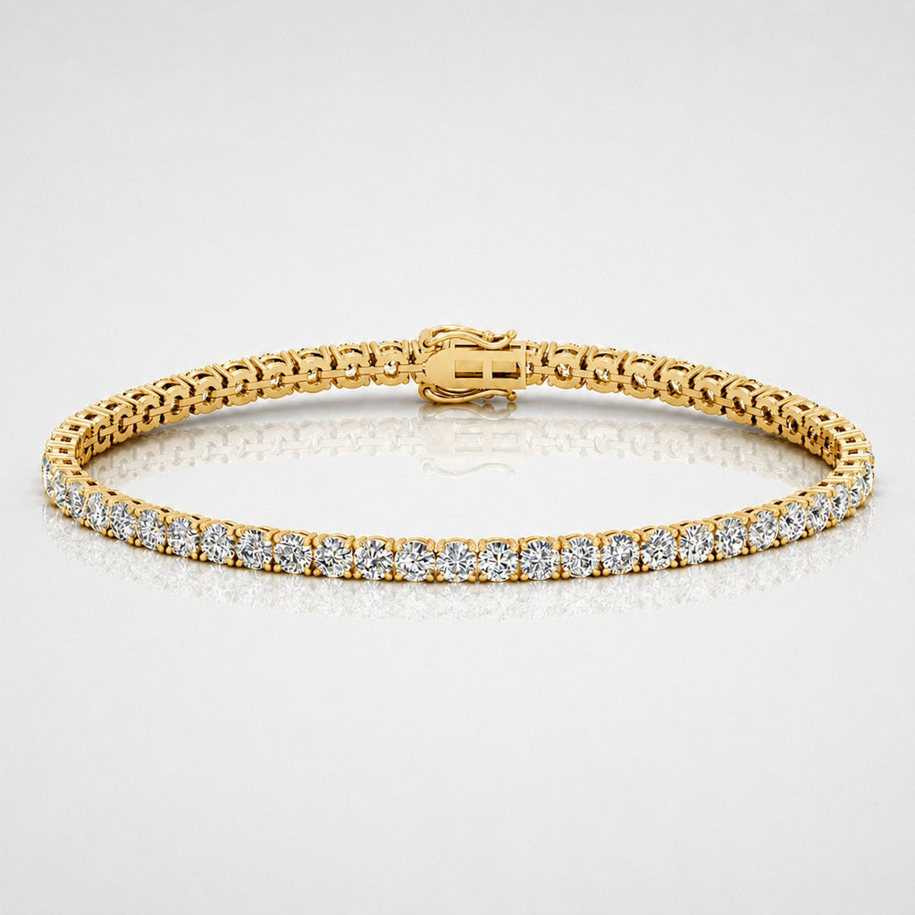 Four Claw Setting 6.00 Carat 100% Natural Round Dimaonds Tennis Bracelet 9k'Gold
