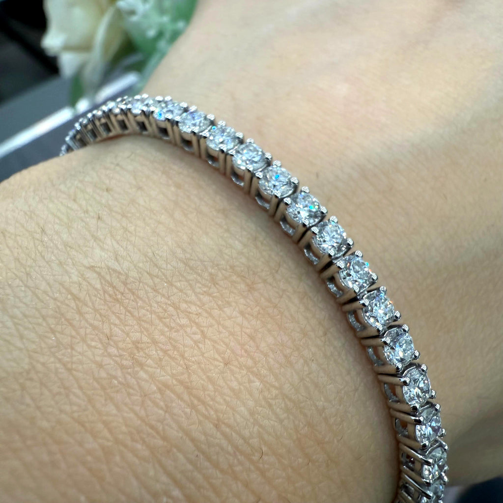 6.00CT D/VVS Round Lab Grown Diamond Tennis Bracelet in Platinum