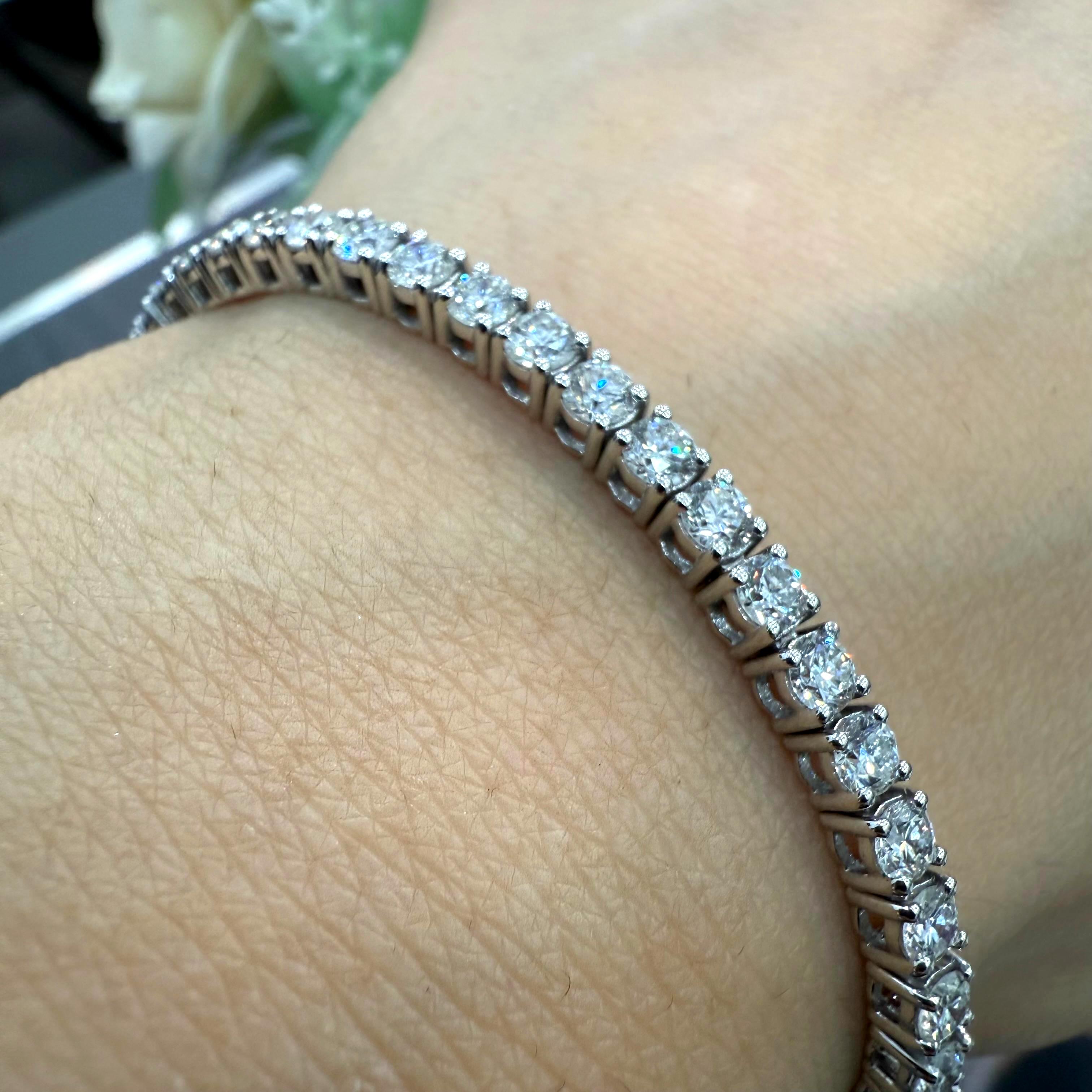 6.00CT D/VVS Round Lab Grown Diamond Tennis Bracelet in Platinum