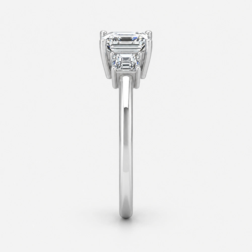 IGI Certified Lab Grown Athena Asscher Cut Three-Stone Diamond Engagement Ring in Gold & Platinum – 1–4Ct