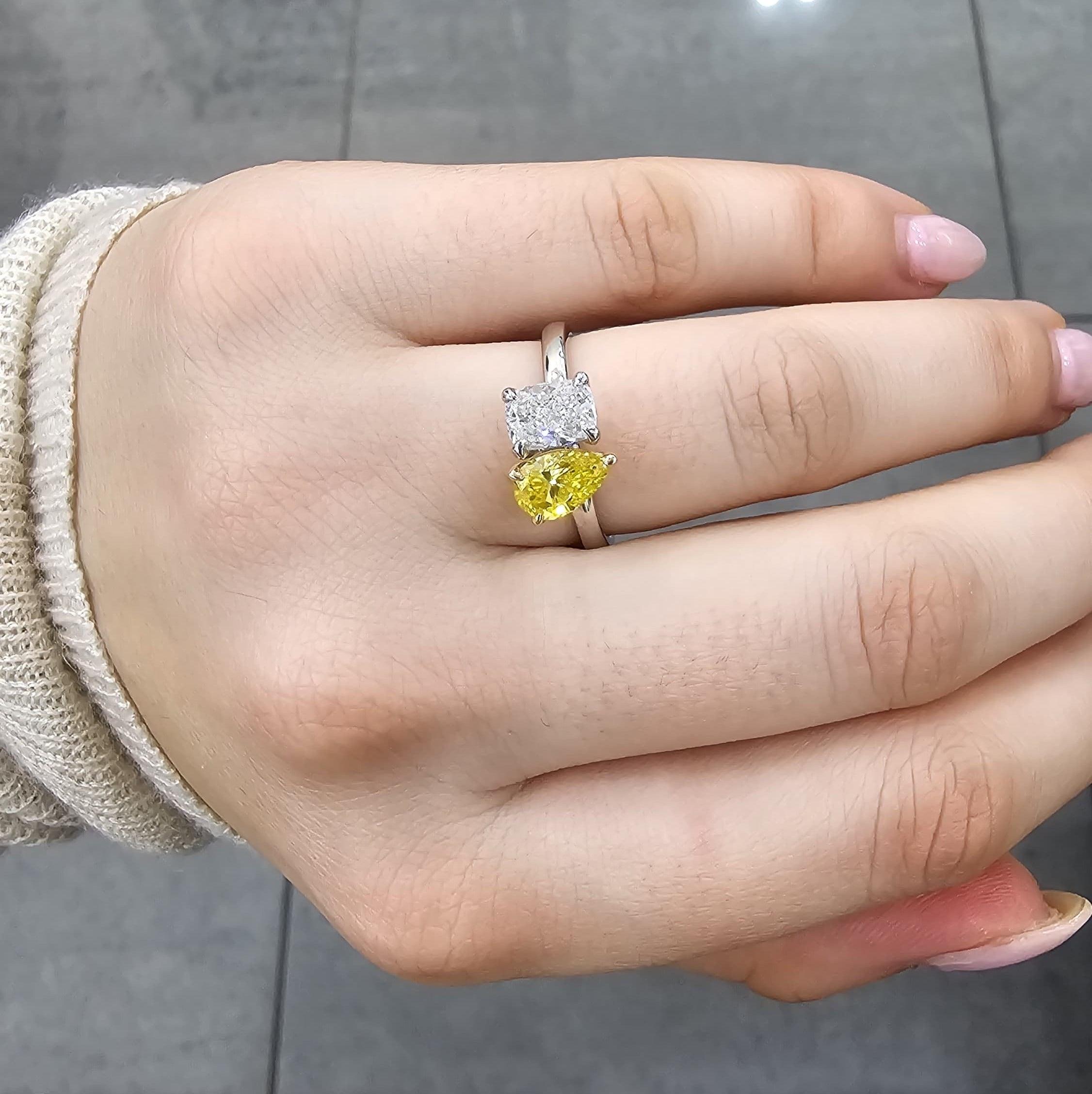 Cushion & Pear Diamond Engagement Ring