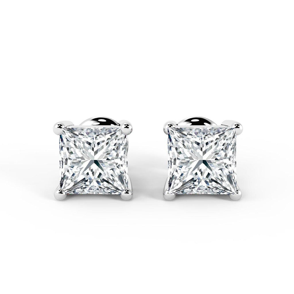 Certified F/VS 6.04 Ct Hugh Princess Cut Diamond Stud Earrings In Platinum - 7.80x7.56mm