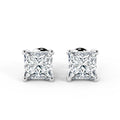 Certified F/VS 6.04 Ct Hugh Princess Cut Diamond Stud Earrings In Platinum - 7.80x7.56mm