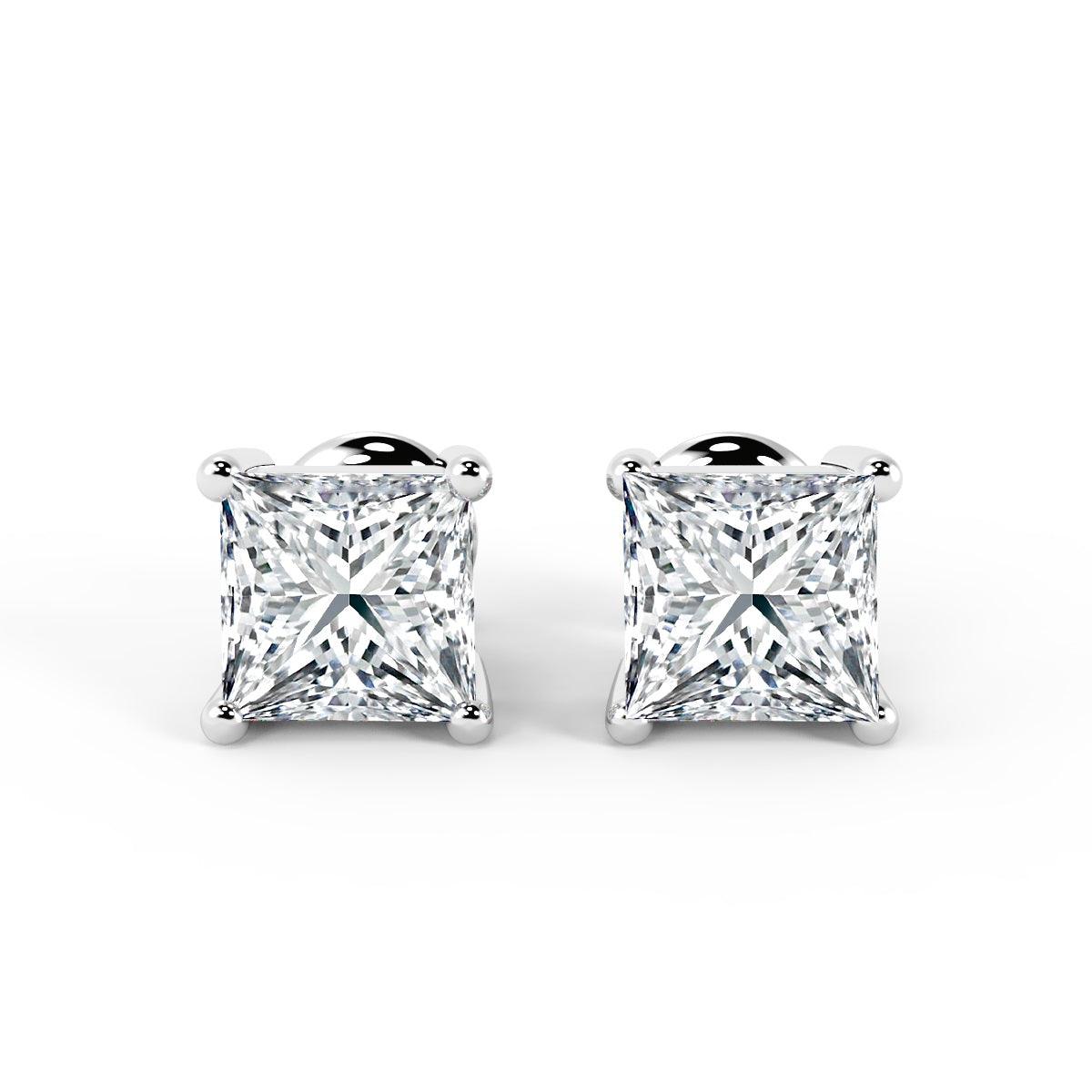Certified F/VS 6.04 Ct Hugh Princess Cut Diamond Stud Earrings In Platinum - 7.80x7.56mm