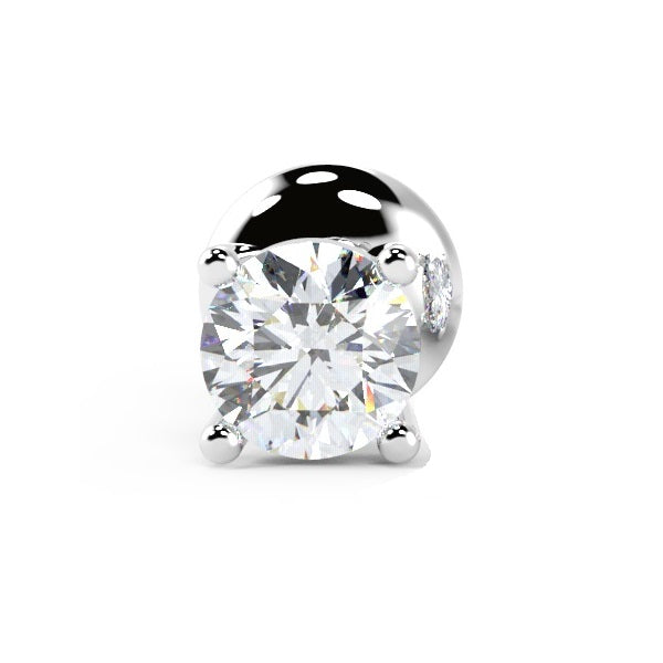 Certified D/VVS-VS 1.00ct Round Diamond Single Stud Earring For Men's In Platinum / 18k Gold