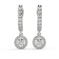 IGI Certified E/VS 2.50 Ct Lab Grown Round Diamond Hoop With Hanging Halo Earring In 18k White Gold