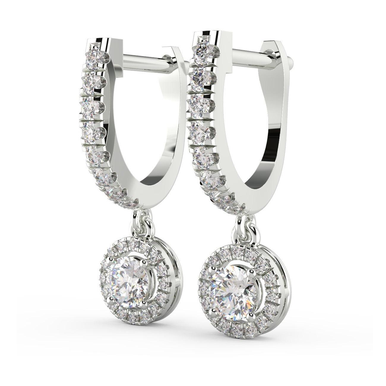 IGI Certified E/VS 2.50 Ct Lab Grown Round Diamond Hoop With Hanging Halo Earring In 18k White Gold