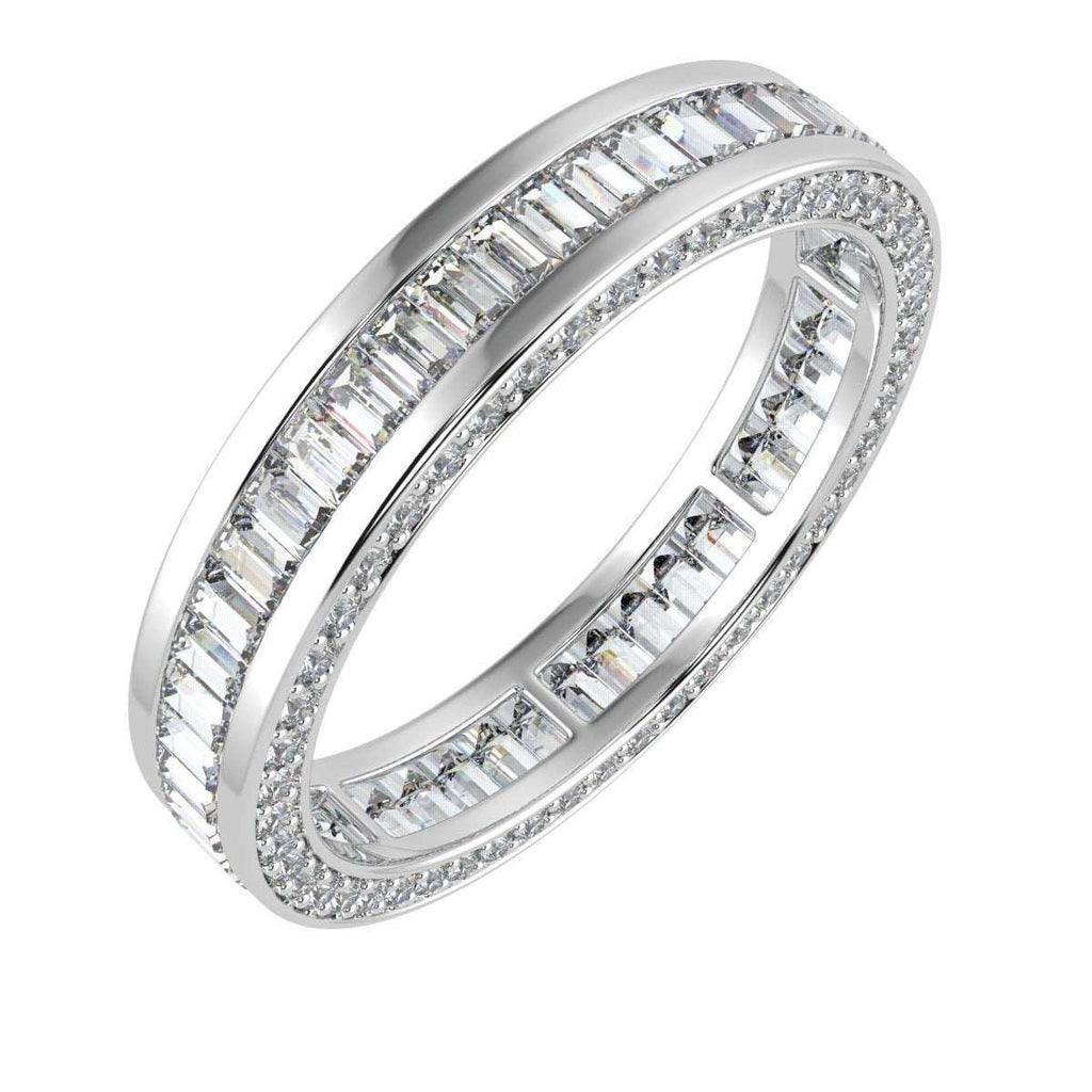Baguette and Round Diamond Full Eternity in 18k Gold & Platinum 3.00 CT F/VS