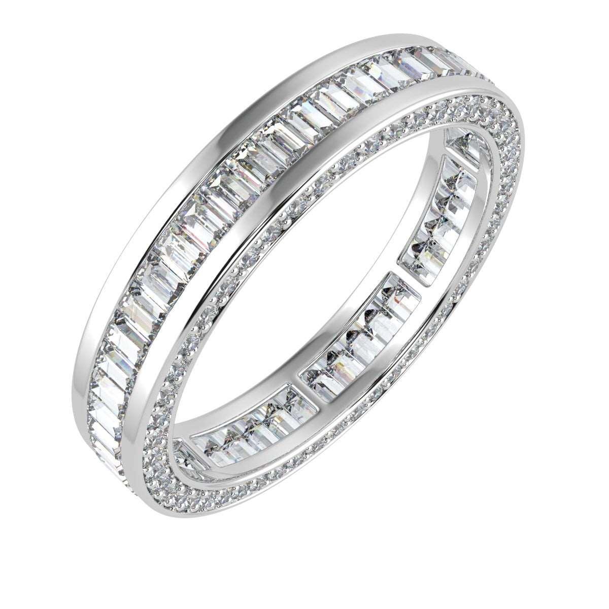 Baguette and Round Diamond Full Eternity in 18k Gold & Platinum 3.00 CT F/VS