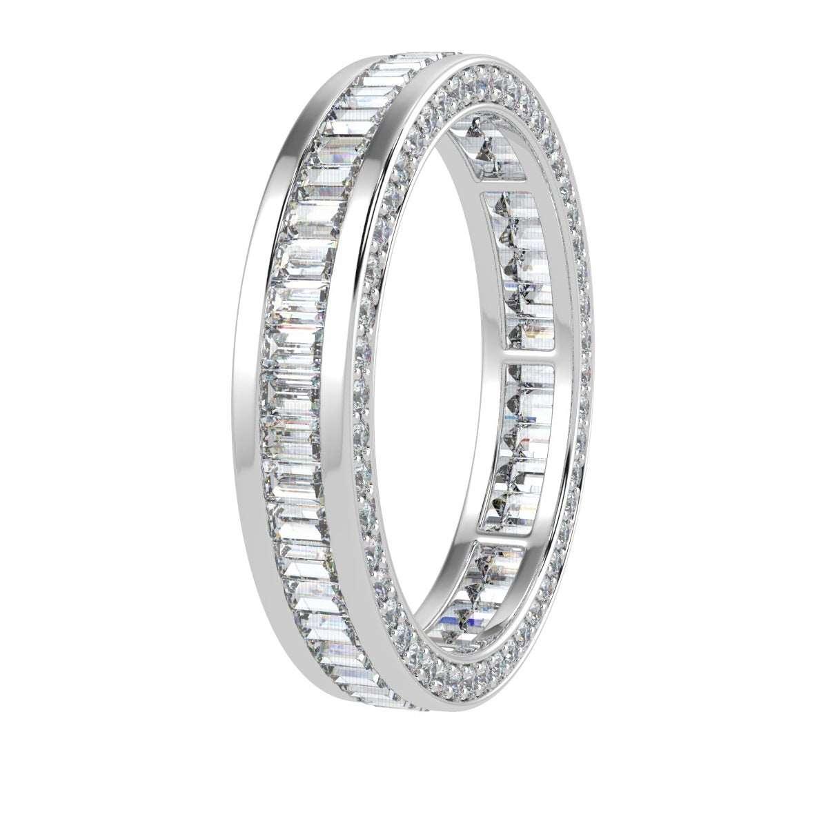 Baguette and Round Diamond Full Eternity in 18k Gold & Platinum 3.00 CT F/VS