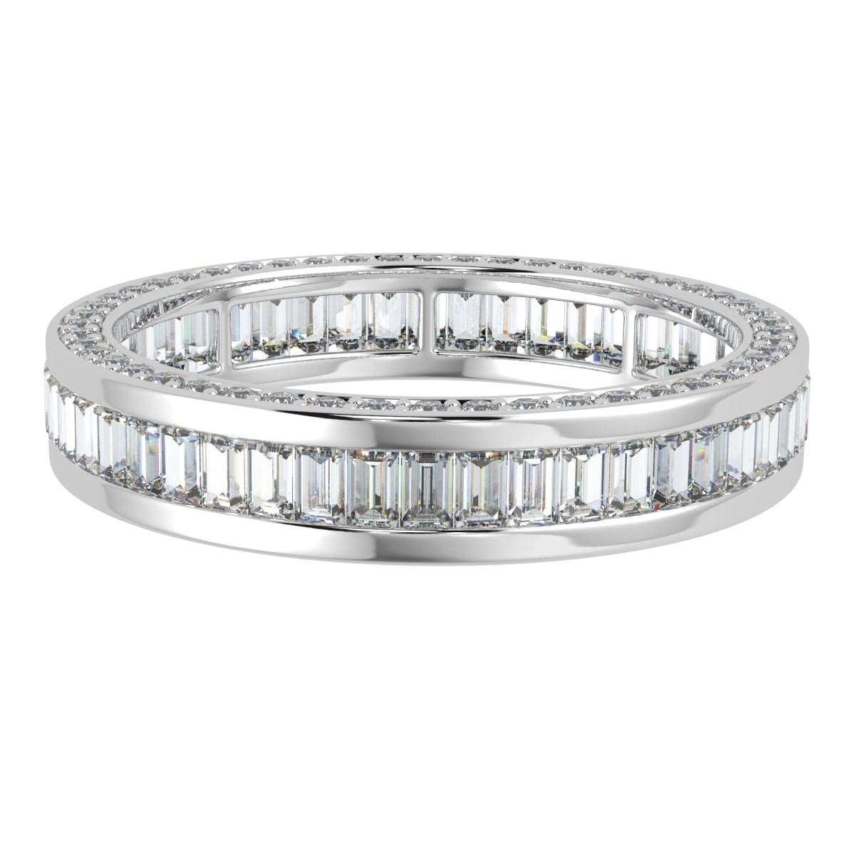Baguette and Round Diamond Full Eternity in 18k Gold & Platinum 3.00 CT F/VS