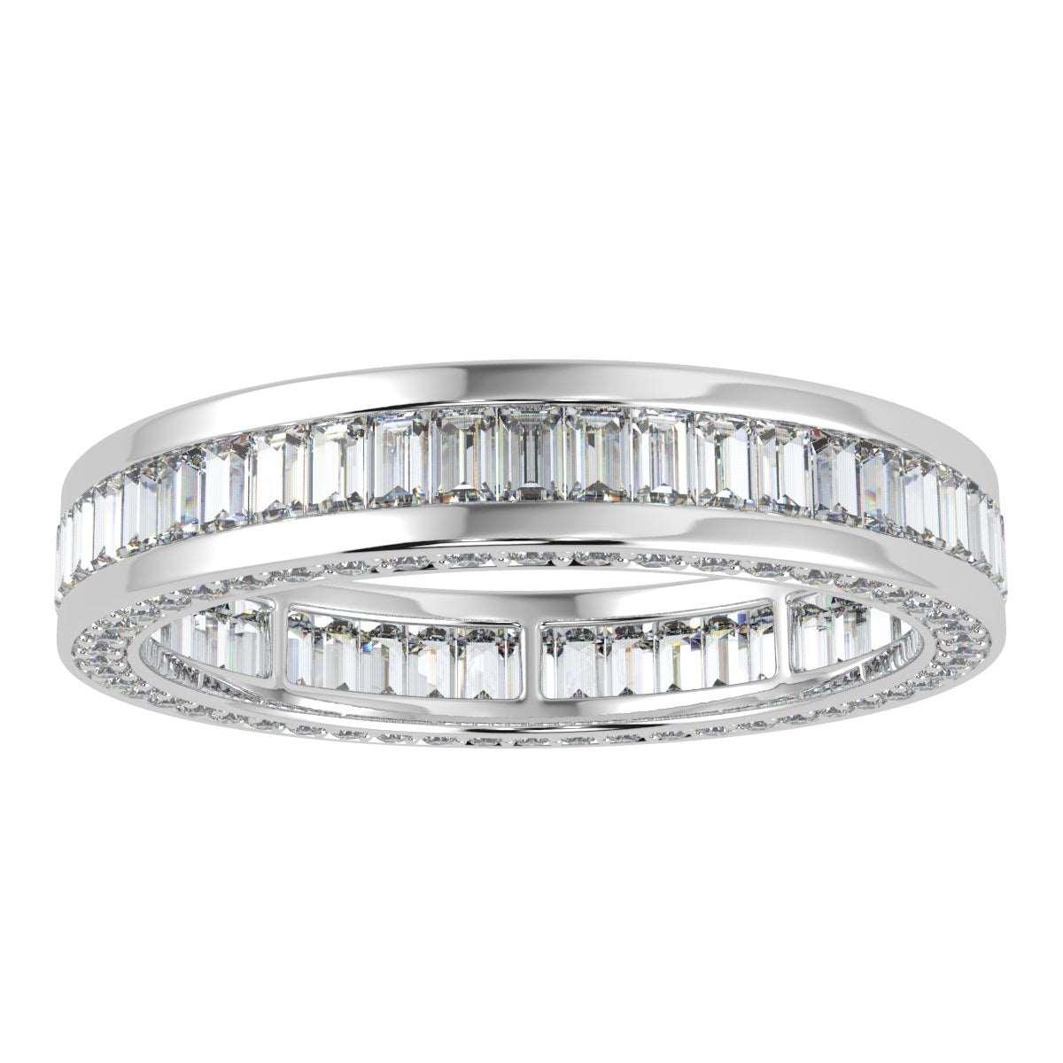 Baguette and Round Diamond Full Eternity in 18k Gold & Platinum 3.00 CT F/VS