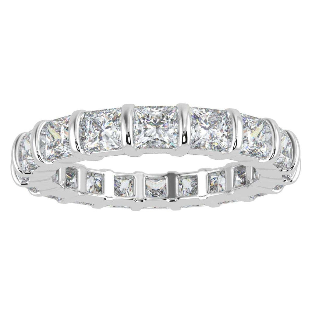 3.00 ct F/VS Princess Diamond Bar Set Full Eternity Ring in Platinum/18K Gold