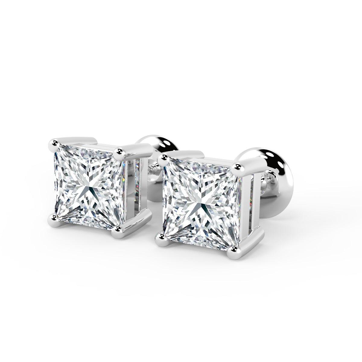 Certified F/VS 6.04 Ct Hugh Princess Cut Diamond Stud Earrings In Platinum - 7.80x7.56mm