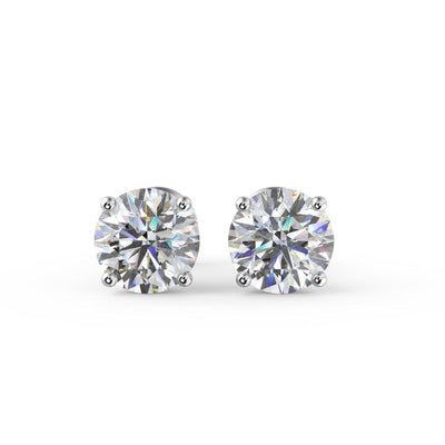  Lab-Grown D/VVS 2.00Ct Round Diamond Stud Earrings