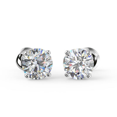 Special Deal ! D/VVS Round Diamond Stud Earrings in 18k White Gold - 1.00Ct