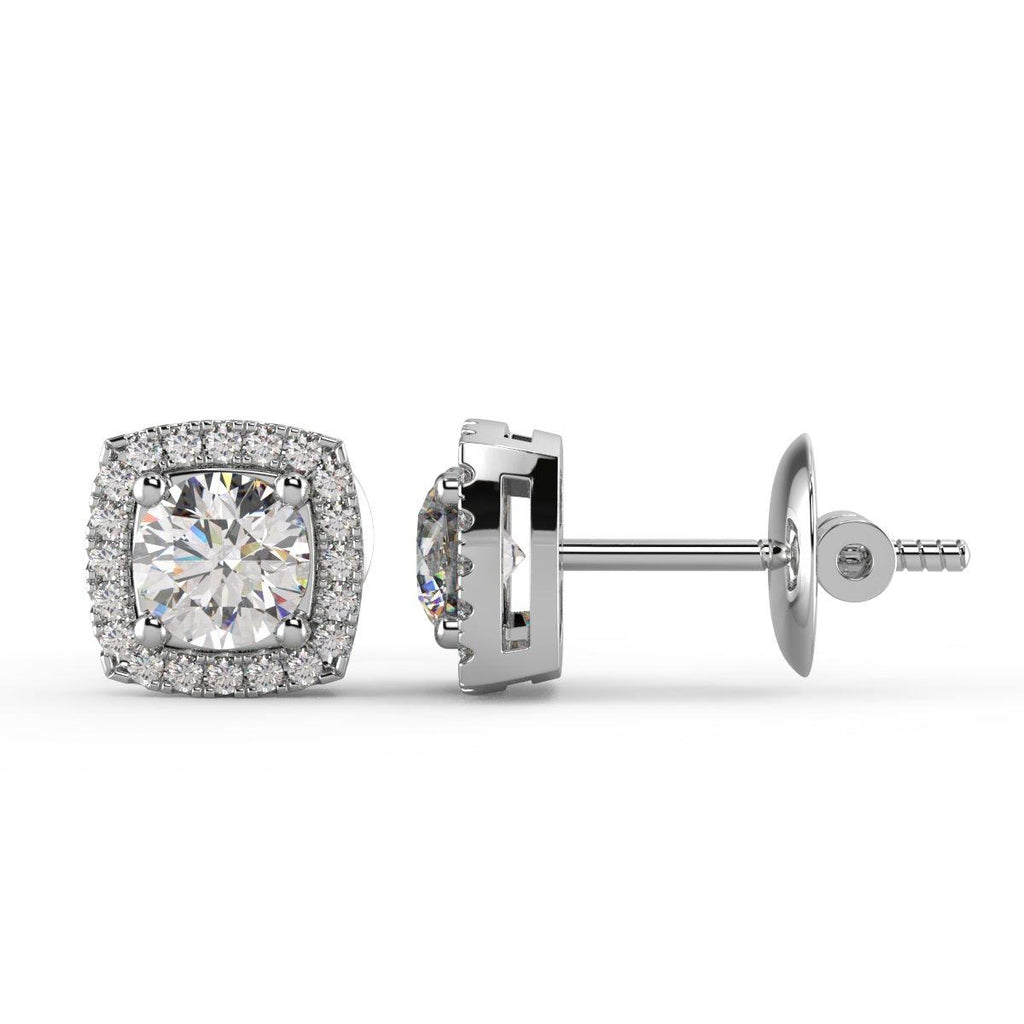 Certified 2.50Ct E/VS Round Lab Diamond Halo Stud Earrings Crafted in 18K White Gold