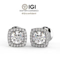 Certified 2.50Ct E/VS Round Lab Diamond Halo Stud Earrings Crafted in 18K White Gold
