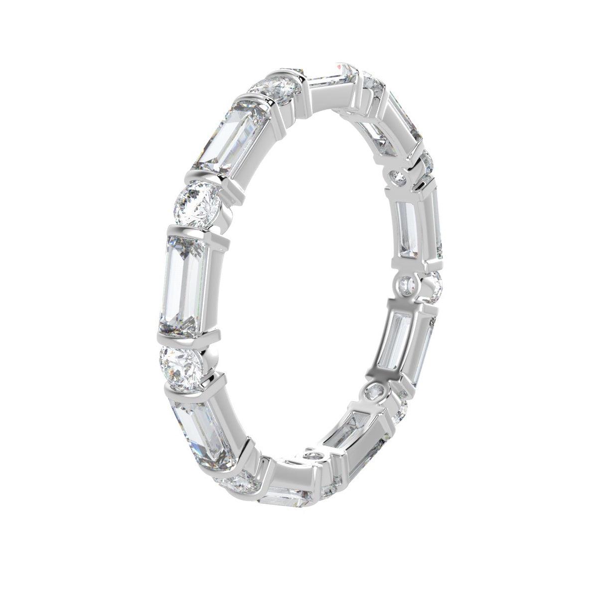 Round and Baguette Lab Diamond Bar set Full Eternity Ring in Platinum 2.50 CT F/VS