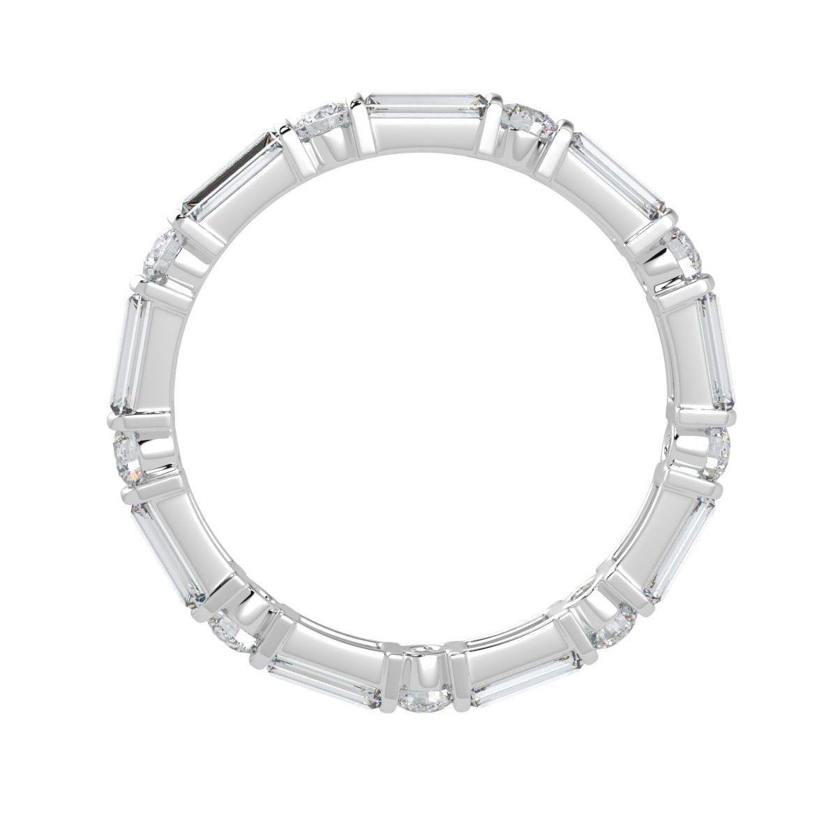 Round and Baguette Lab Diamond Bar set Full Eternity Ring in Platinum 2.50 CT F/VS