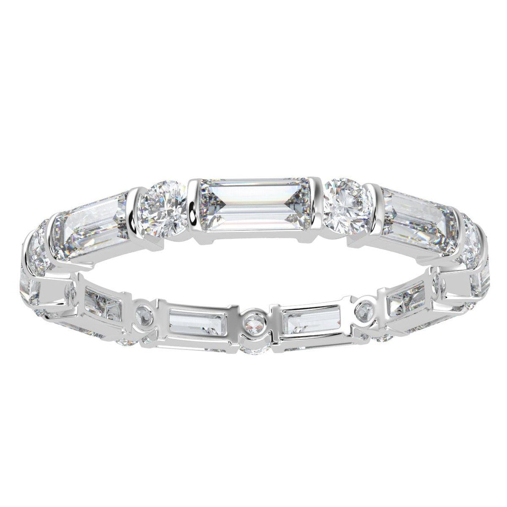 Round and Baguette Lab Diamond Bar set Full Eternity Ring in Platinum 2.50 CT F/VS
