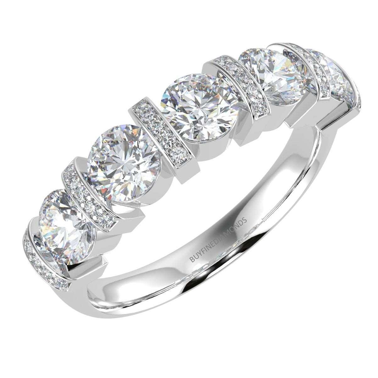 1.25 Ct F/VS Round Diamond Designer Eternity Ring in Platinum / 18K Gold