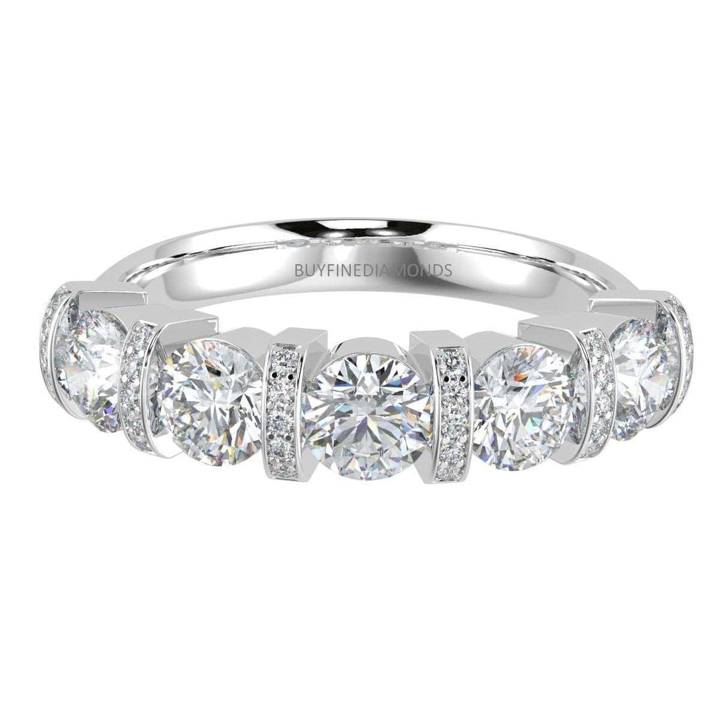 1.25 Ct F/VS Round Diamond Designer Eternity Ring in Platinum / 18K Gold
