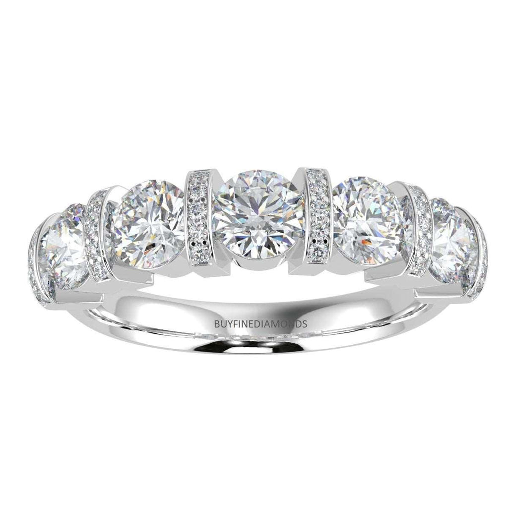 1.25 Ct F/VS Round Diamond Designer Eternity Ring in Platinum / 18K Gold