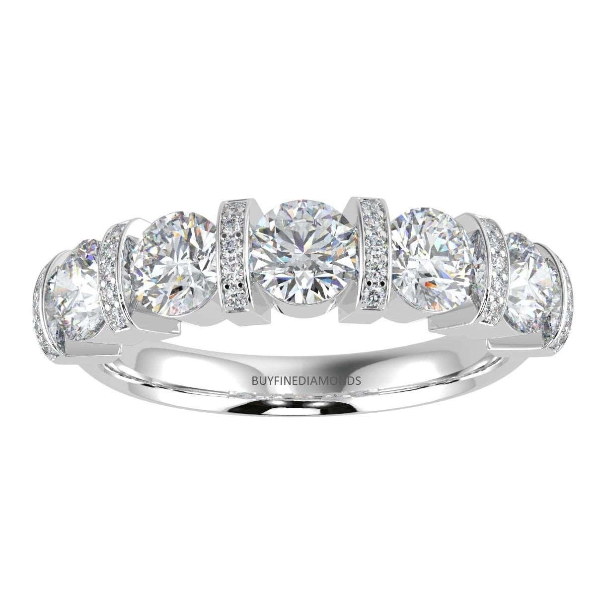 1.25 Ct F/VS Round Diamond Designer Eternity Ring in Platinum / 18K Gold