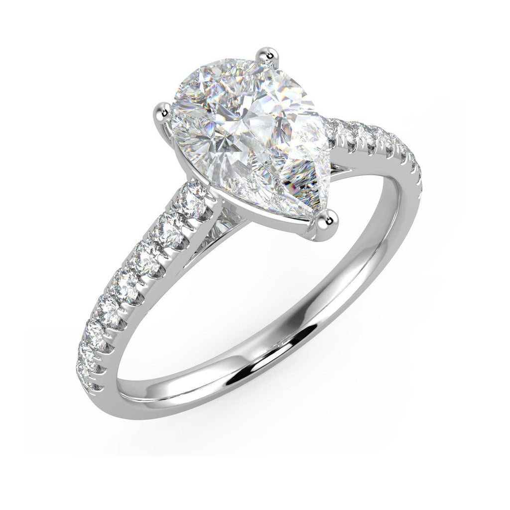 Top Quality D/VS 2.00CT IGI Certified Pear Diamond Engagement Ring