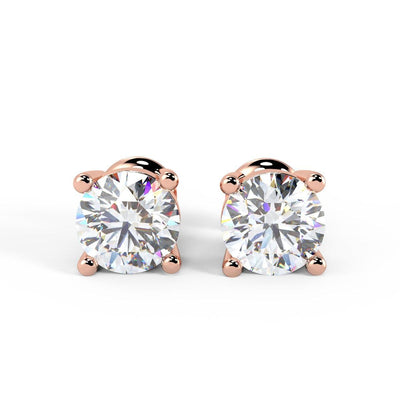 Certified D/VS1 2.33Ct Lab Grown Round Diamond Stud Earrings in 18k Rose Gold 2.89grams