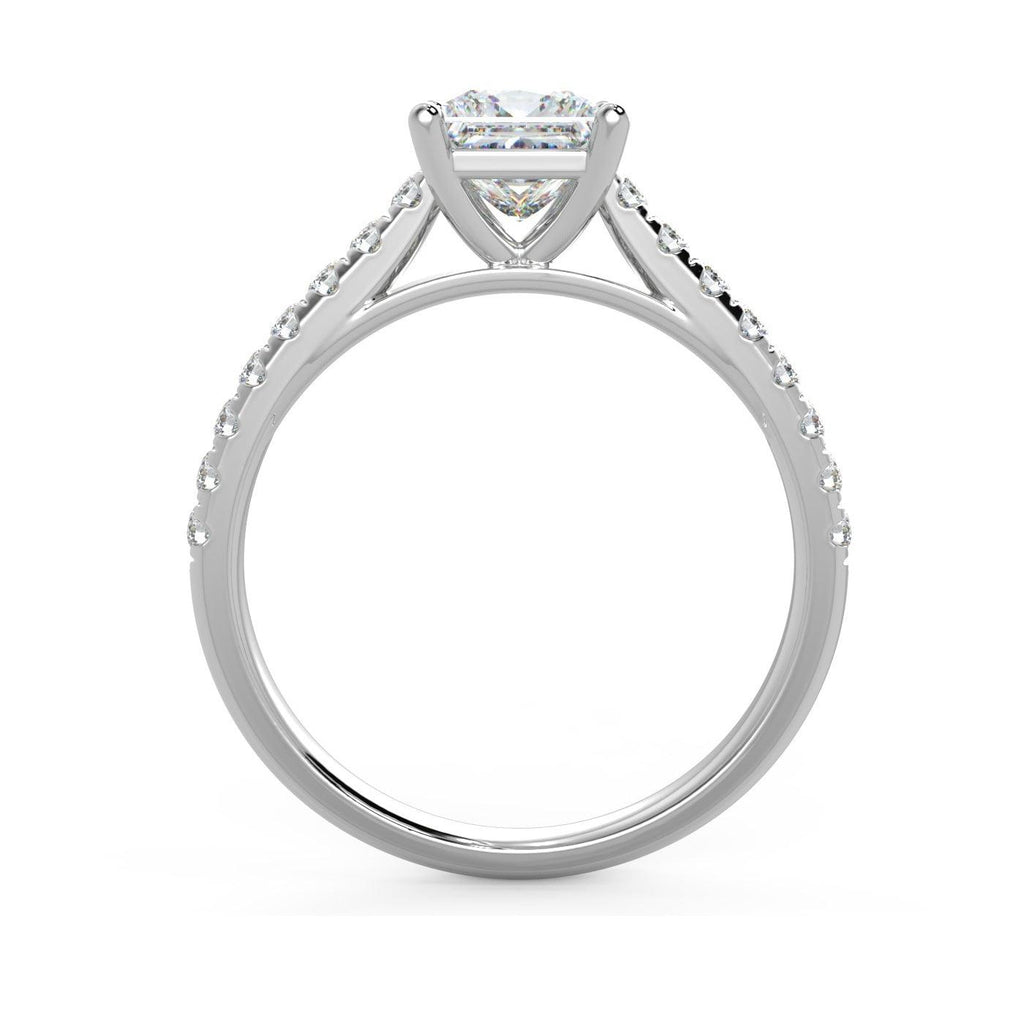 IGI Certified 1.25 Carat Lab Grown Princess and Side Diamond Engagement Ring In Platinum
